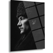 Shiny Art Mustafa Kemal Atatürk Kalpaklı Yan Profil Cam Tablo – ATA286