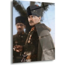 Shiny Art Mustafa Kemal Atatürk Kalpaklı Askeri Portre Cam Tablo – ATA293