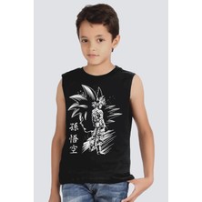 Rock&roll Goku Silüet Siyah Kesik Kol Erkek Çocuk T-Shirt