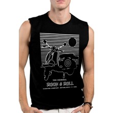 ROCKANDROLL Rock &roll Çizgili Scooter Siyah Kesik Kol | Kolsuz Erkek Tshirt | Atlet