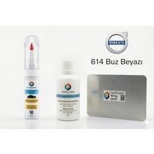 COLORGUARD Volvo 614 Buz Beyazı Rötuş Seti - 2 si 1 Arada İğne ve Fırça Uçlu Şişe, Solüsyon ve Rötuş Çeliği