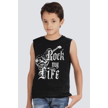 Rock&roll Hayatım Rock Siyah Kesik Kol Erkek Çocuk T-Shirt