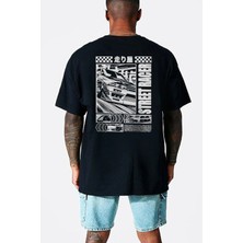 Rock&roll Sokak Yarışcısı Oversize Siyah Erkek Tişört
