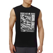 Rock&Roll Rock &roll Sokak Yarışcısı Siyah Kesik Kol | Kolsuz Erkek Tshirt | Atlet