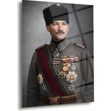 Shiny Art Mustafa Kemal Atatürk Askeri Üniformalı Cam Tablo – ATA289