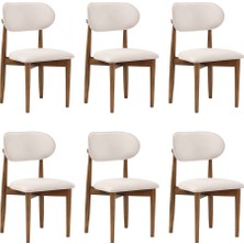 Lif Mobilya 6'lı Bohem Ağaç Polo Tarz Sandalye Ceviz Renk