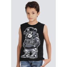 ROCKANDROLL Hiphop Teddy Siyah Kesik Kol Erkek Çocuk T-Shirt