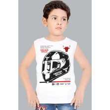 Rock&roll Chicago Racing Beyaz Kesik Kol Erkek Çocuk T-Shirt