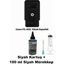 Oratek Canon Pixma E314 / PG-46XL Siyah Yüksek Kapasite Tıpalı Ithal Muadil Dolabilen Kartuş+Mürekkep+Şırınga