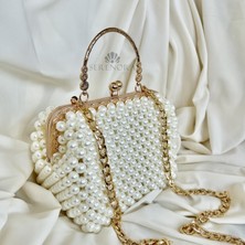 Serenora Kadın Beyaz Incili Abiye El Çantası - Düğün ve Davet