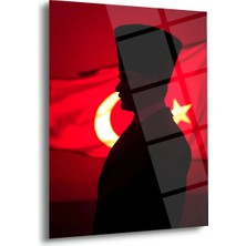 Shiny Art Atatürk Silüet Türk Bayrağı Cam Tablo – ATA284