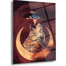 Shiny Art Bozkurt ve Türk Bayrağı Temalı Cam Tablo – ATA296