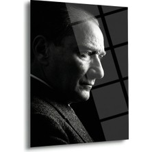 Shiny Art Mustafa Kemal Atatürk Dramatik Işık Yandan Portre Cam Tablo – ATA301