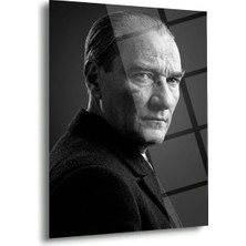 Shiny Art Mustafa Kemal Atatürk Siyah Beyaz Klasik Portre Cam Tablo – ATA302