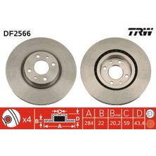 TRW Zengemtx Ön Fren Aynasi Fiat Doblo 05-Idea 04-Linea 09- Fiorino 09- Bravo 01-Stilo 01- 284X22X 4 Delik Havali