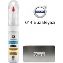 COLORGUARD Volvo 614 Buz Beyazı İğneli ve Fırçalı Özel Tasarım Şişe Rötuş Boyası ve Profesyonel Rötuş Çeliği Seti