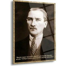 Shiny Art Mustafa Kemal Atatürk Sözlü Klasik Portre Cam Tablo – ATA299
