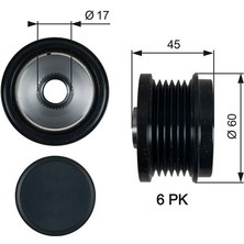Gates Zengemtx Alternatör Kasnaği 43.5mm Cmax-Fiesta Vi-Focus Iii-Kuga Ii-Transit-Connect-Courier 1.5-1.6-2.0tdci