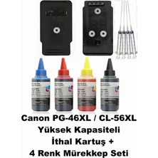 Oratek Canon E204-PG-46XL/CL-56XL Siyah-Renkli Yüksek Kapasite Tıpalı Muadil Dolabilen Mürekkepli Kartuş Seti