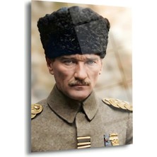 Shiny Art Mustafa Kemal Atatürk Kalpaklı Yakın Plan Portre Cam Tablo – ATA295