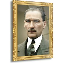 Shiny Art Atatürk Altın Çerçeveli Cam Tablo – ATA311