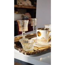 ZaTen Pazar 12 Parça Lüks Kahve Sunum Seti - 6lı Ayaklı Kahve Yanı Bardağı ve 6lı Yaldızlı Mini Lokumluk Takımı