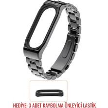 Daniska Mijobs Xiaomi Mi Band 4-3 Aklıllı Saat 3 Bakla Çelik Kayış KORDON-(5775)