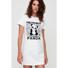 Rock&roll Panda Cevabı  Beyaz Kısa Kollu Penye Kadın T-Shirt Elbise