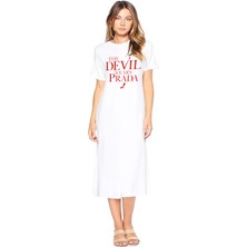 Rock&roll Marka Sever Beyaz Bisiklet Yaka Kısa Kollu Penye Uzun Elbise