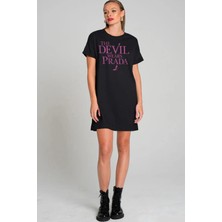ROCKANDROLL Marka Sever Siyah Kısa Kollu Penye Kadın T-Shirt Elbise