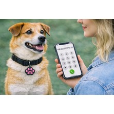 Nfc Akıllı Köpek Künyesi - Okutunca Direkt Arama Yapan Kayıp Tasması Ucu - Siyah Pembe Pati Desenli