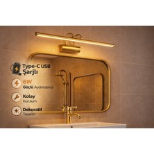 Rultech Sarjlı LED Flüt Resim Aplik | 6W | 3200K Gün Işığı | 35CM | Duvar Tipi Ayna/tablo Üstü Dekoratif Işık | IP20 Iç Mekan Kullanım (GOLD KASA)