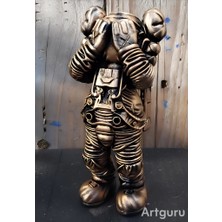 3D Layer Craft Kaws Astronot Figür 20 cm Büyük Boy Hediyelik Obje Biblo Altın Eskitme