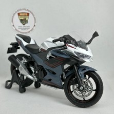 MotoGarage Kawasaki Ninja 400 1:12 Sesli Işıklı Diecast Motosiklet Modeli - Gri Beyaz