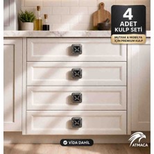 4’lü Premium Dekoratif Çekmece Kulpu (Vida Dahil