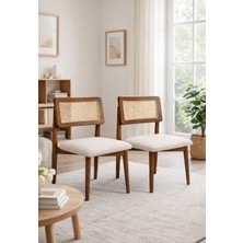 Lif Mobilya Hasır Sandalye Ceviz Renk – Iskandinav Tasarım (2’lı Set)