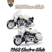 MotoGarage 1:18 Harley Davidson 1962 Duo Glide 1968 Electra Glide 2'li Set Metal Gövde, Koleksiyonluk