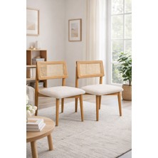 Lif Mobilya Hasır Sandalye Meşe Renk – Iskandinav Tasarım (2’li Set)