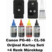 Oratek Canon Pixma E464 Pg-46 / Cl-56 Siyah-Renkli Tıpalı Dolabilen Mürekkepli Kartuş Seti