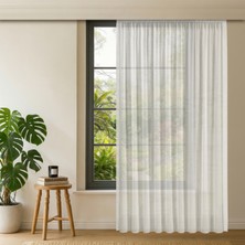 Gauze Fabric Design Lüks Ipeksi Dokulu Bambu Kırışmaz Ütü Gerektirmez Ekru Ekstraforlu Tül Perde