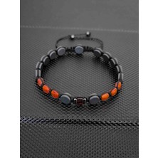 Tahrastone Kristal Mercimek Kesim Akik-Oval Mat Hematit-Baltık Damla Kehribar Doğaltaş Bileklik Takı Aksesuar Erkek Bileklik