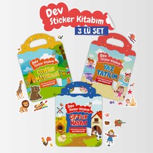 Bunbaza Çocuklar Için 3’lü Sticker Kitap Seti Büyük Boy 3 Kitap Eğitici Aktivite Oyuncak