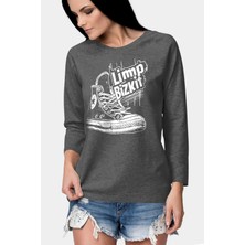 Rock&roll Limp Sneaker Antrasit Bisiklet Yaka Uzun Kollu Penye Kadın T-Shirt