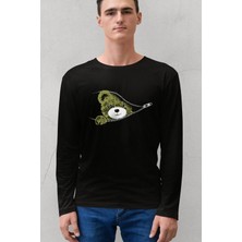 Rock&roll Fermuarlı Teddy Siyah Bisiklet Yaka Uzun Kollu Penye Erkek T-Shirt