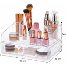 Aşkana En Çok Tercih Edilen Akrilik Kozmetik Organizer, Çok Amaçlı Düzenleyici(Makyaj,Takı,Kırtasiye),25x18X14 cm
