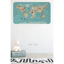 Eğitici Çocuk Odası Dünya Haritası Dünya Atlası Çocuk ve Bebek Duvar STICKER-60X105-3770