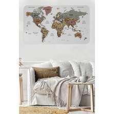 Türkçe Eğitici Ülke ve Başkent Detaylı Atlası Dünya Haritası Duvar Sticker -60X105-3852
