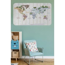 Eğitici Dünya Haritası Dünya Atlası Çocuk ve Bebek Odası Duvar Sticker -60X105-3825