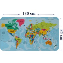Türkçe Eğitici Ülke ve Başkent Okyanus Detaylı Atlası Dünya Haritası Duvar Sticker -85X130-3870