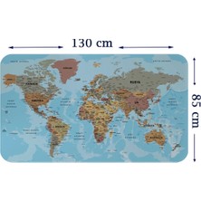 Türkçe Eğitici Ülke ve Başkent Okyanus Detaylı Atlası Dünya Haritası Duvar Sticker -85X130-3849